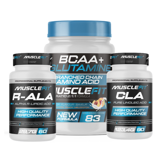 Pack Avanzado de Rendimiento y Recuperación CLA+R-ALA+BCAA + Glutamina - Musclefit