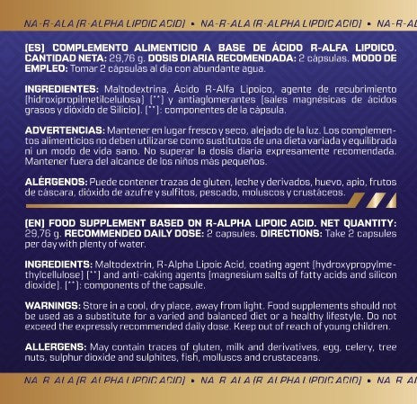 R-ALA Acido Alfa Lipoico MuscleFit 60 capsulas | Antioxidante potente