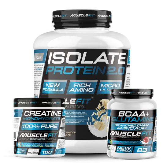 Pack Proteína ISO, Glutamina+BCAA y Creatina - MuscleFit