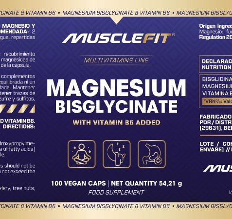 Magnésio Bisglicinato 100 cápsulas MUSCLEFIT