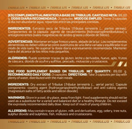 Tribulus Terrestris 90% Saponinas 750 mg | Alta concentración MUSCLEFIT