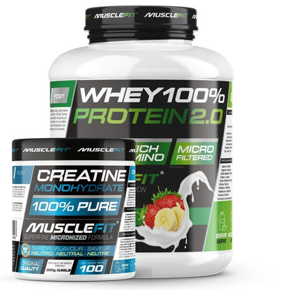 Pack Whey 100% Protein 2000g + Creatina 300g - MuscleFIt