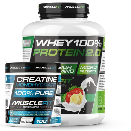 Pack Whey 100% Protein 2000g + Creatina 300g - MuscleFIt