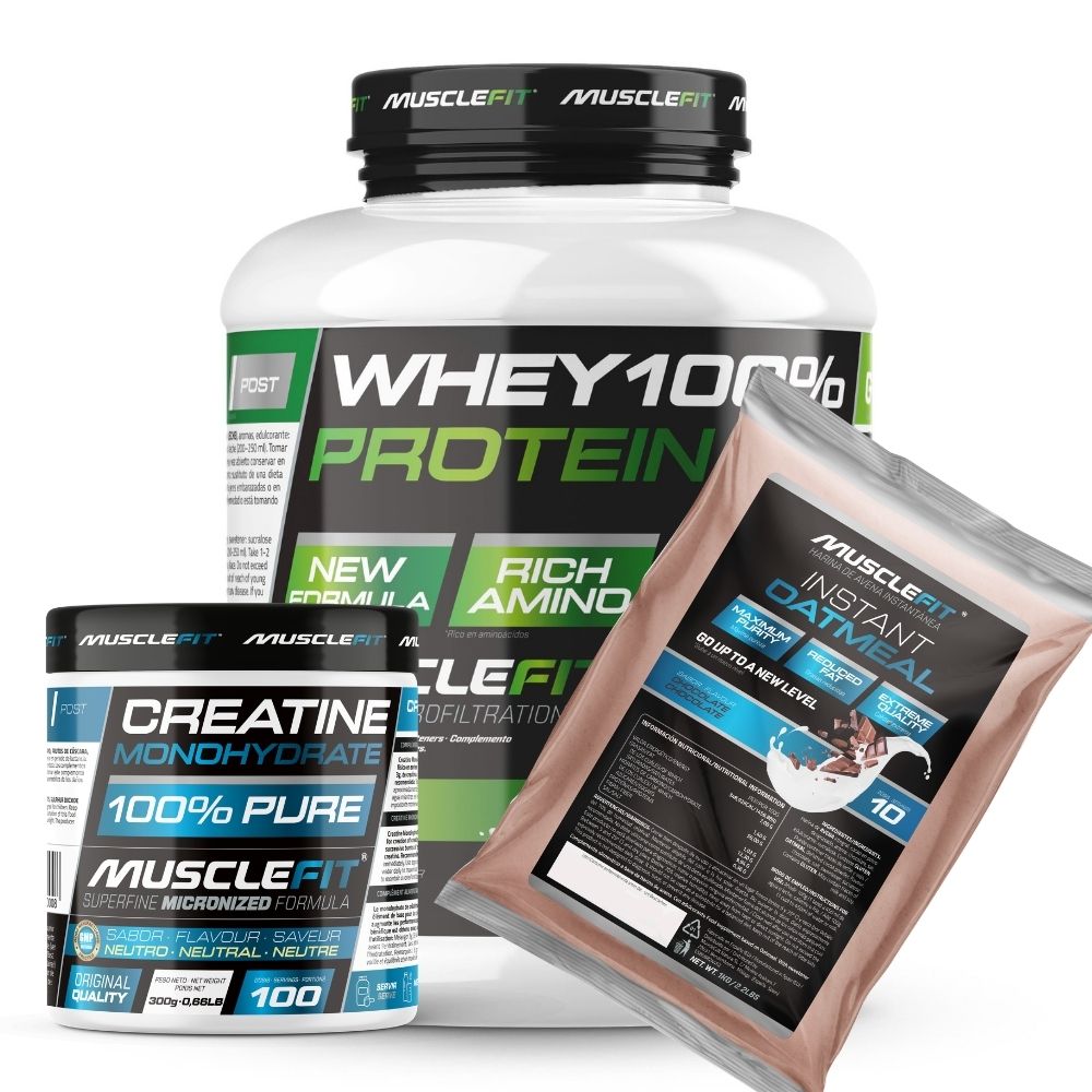 PACK MUSCLEFIT WHEY 2kg + Creatina 300g + Avena 1kg - MuscleFit