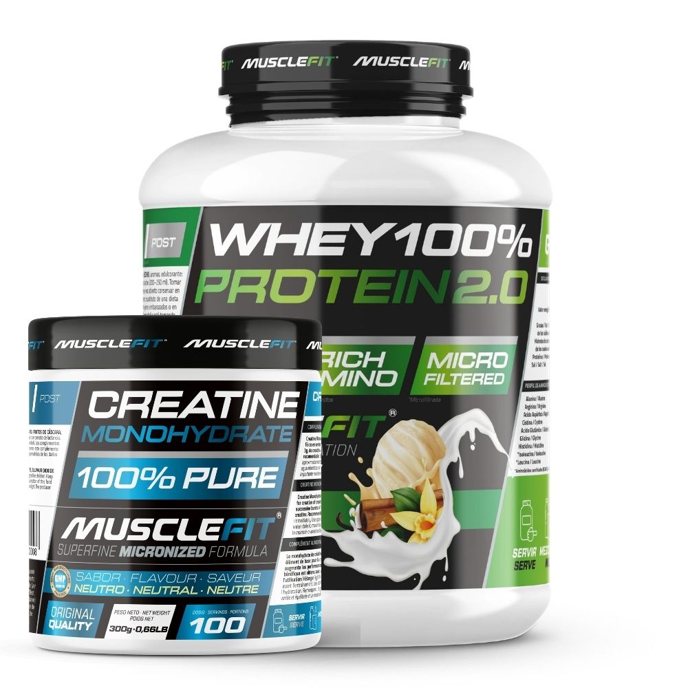 Pack Whey 100% Protein 2000g + Creatina 300g - MuscleFIt