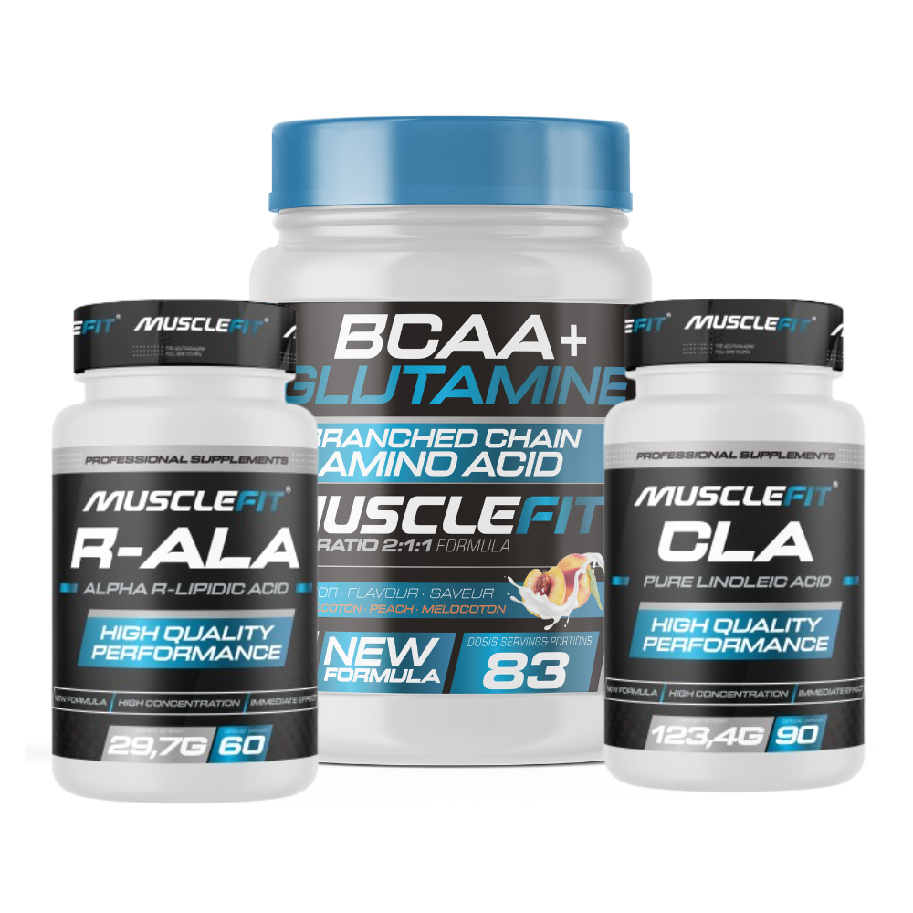 Pack Avanzado de Rendimiento y Recuperación CLA+R-ALA+BCAA + Glutamina - Musclefit