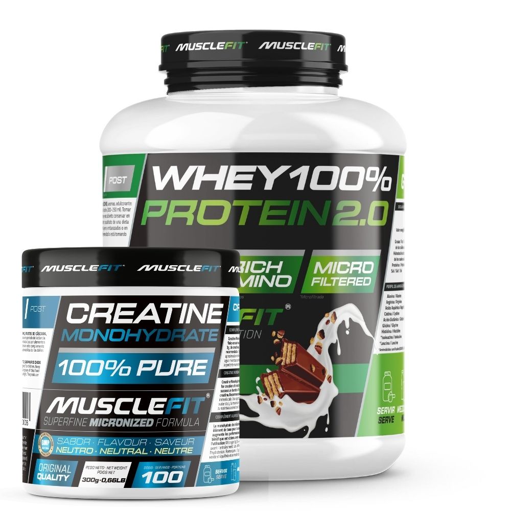 Pack Whey 100% Protein 2000g + Creatina 300g - MuscleFIt