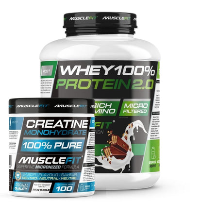 Pack Whey 100% Protein 2000g + Creatina 300g - MuscleFIt