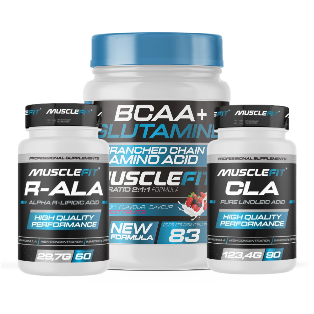 Pack Avanzado de Rendimiento y Recuperación CLA+R-ALA+BCAA + Glutamina - Musclefit