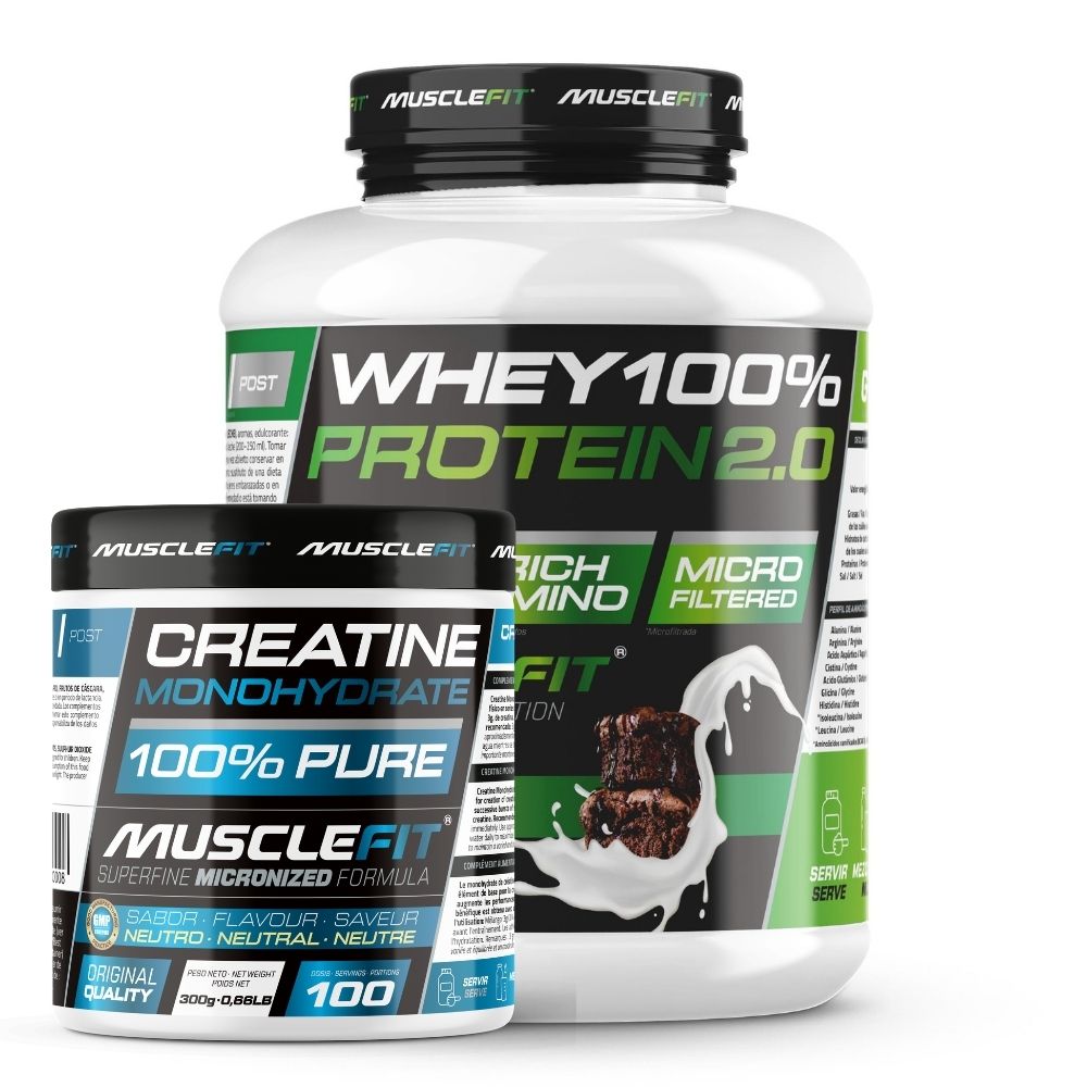 Pack Whey 100% Protein 2000g + Creatina 300g - MuscleFIt