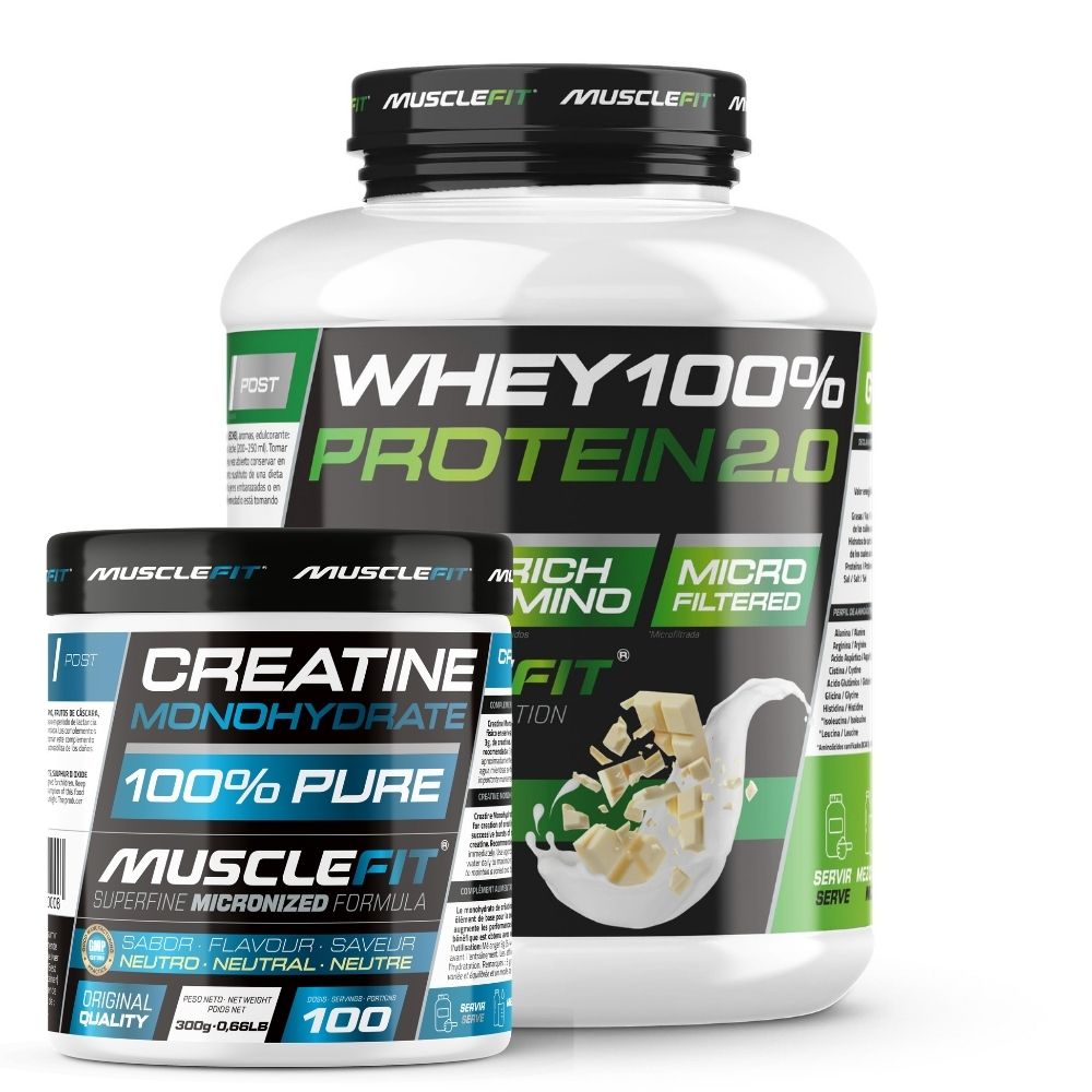 Pack Whey 100% Protein 2000g + Creatina 300g - MuscleFIt
