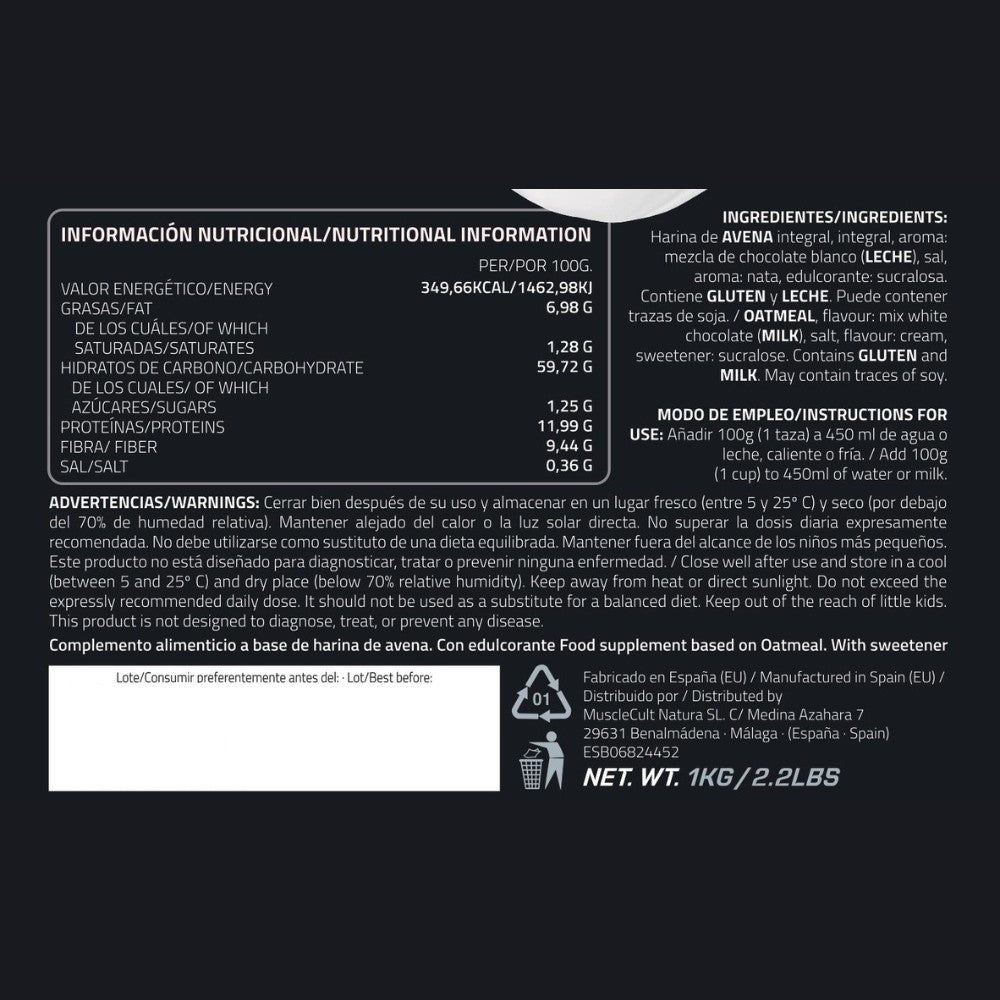 Harina de Avena 1kg MuscleFit | Oatmeal saludable y nutritiva