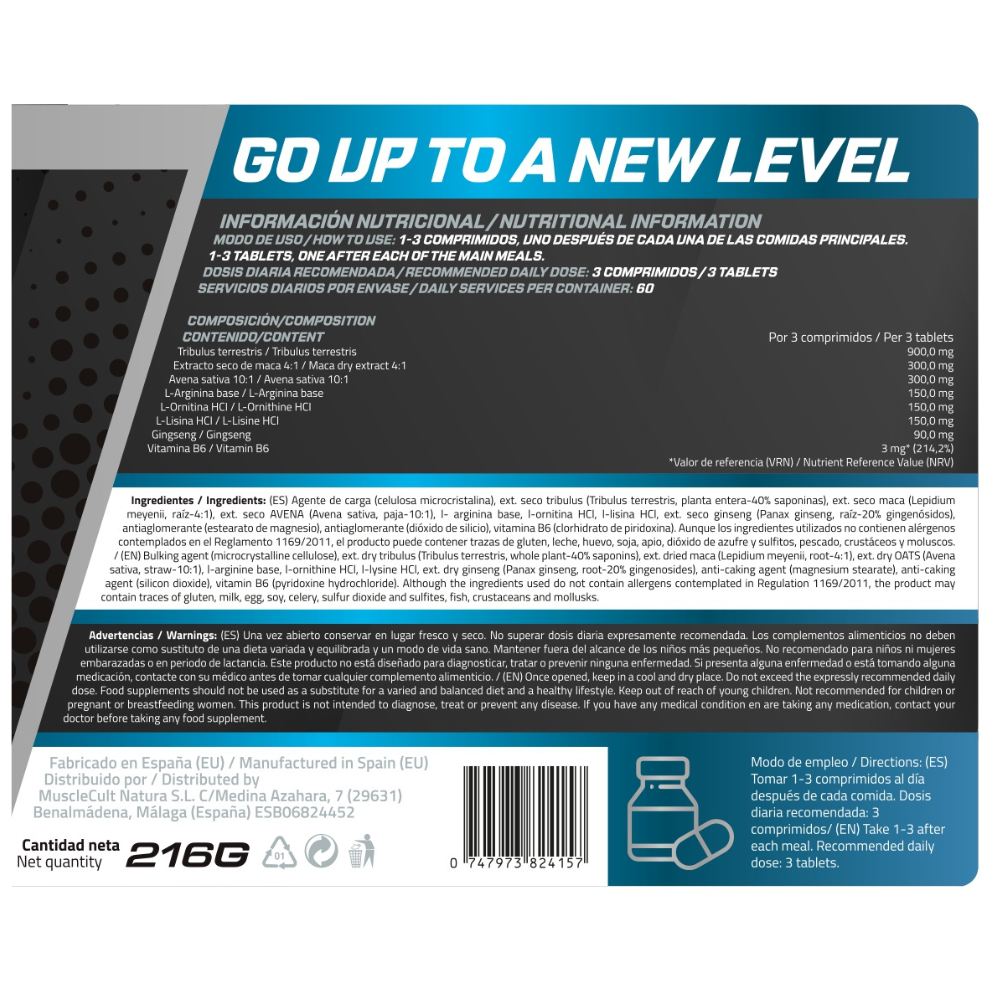 VITALBOOST MuscleFit 180 capsulas | Tribulus, MACA y Ginseng natural
