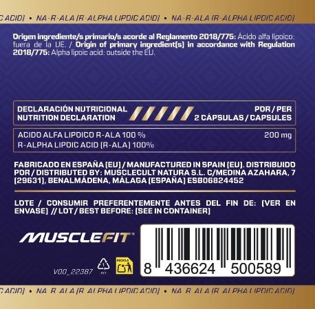 R-ALA Acido Alfa Lipoico MuscleFit 60 capsulas | Antioxidante potente