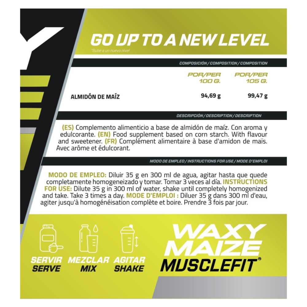 Waxy Maize 2kg MuscleFit | Almidon de maiz para energia y rendimiento