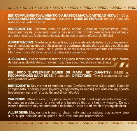 MACA ANDINA 4:1 - 100 cápsulas (700 mg por cápsula) - MUSCLEFIT