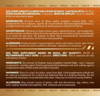 MACA ANDINA 4:1 - 100 cápsulas (700 mg por cápsula) - MUSCLEFIT