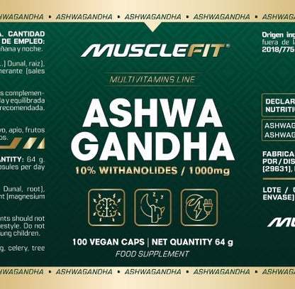 Ashwagandha 500 mg - 100 Vege-Cápsulas - MUSCLEFIT