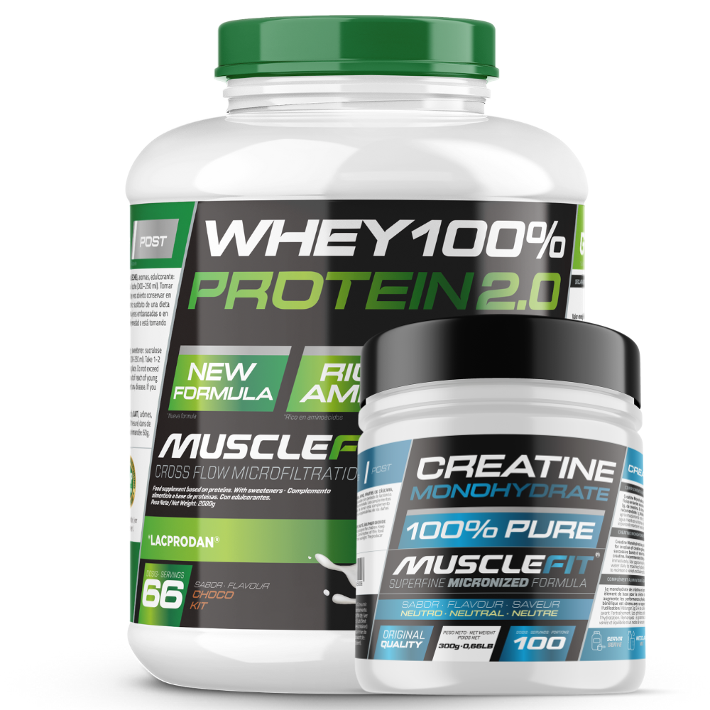 Pack Whey 100% Protein + Creatina MuscleFit MuscleCult - Aumenta fuerza y masa