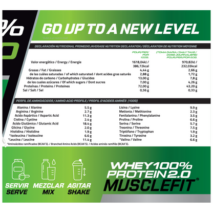 Whey 100% Protein 2000g MuscleFit | Concentrado para masa muscular