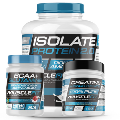 Pack ISO 2kg + Glutamina + BCAA 500g + Creatina MuscleFit