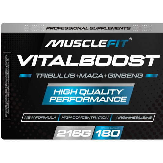 VITALBOOST MuscleFit 180 capsulas | Tribulus, MACA y Ginseng natural