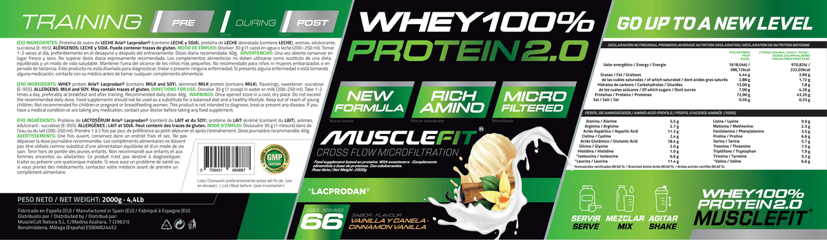 WHEY 100% Protein 2kg - MuscleFit | Creación de Músculo