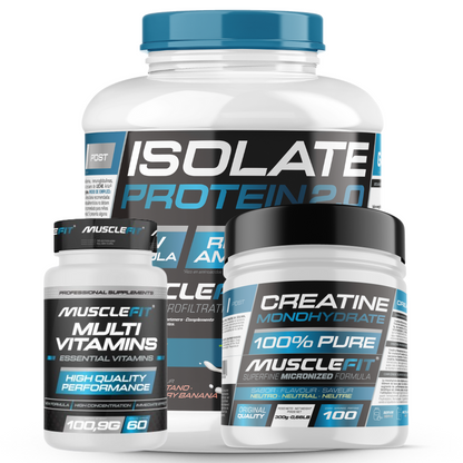 Pack Isolate 2kg + Creatina + Multivitaminas | MuscleFit rendimiento total