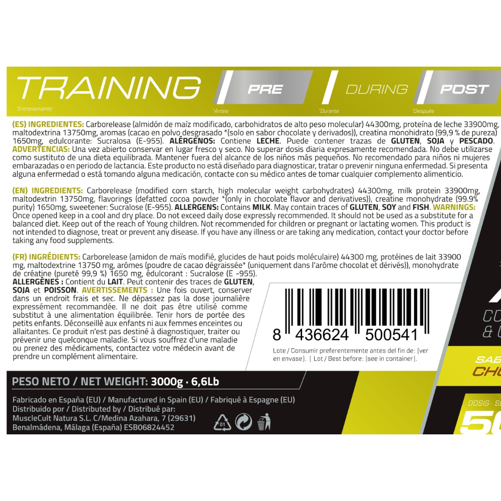 Ganador de Peso 3kg MuscleFit | Mass Gainer para ganar masa