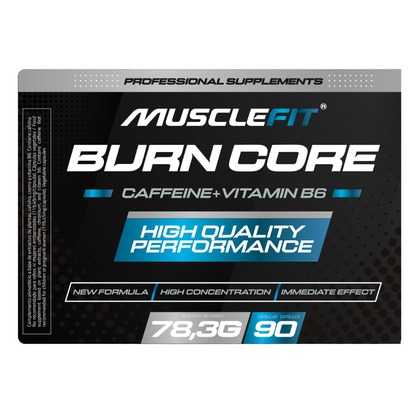 BurnCore Cafeína + Vitamina B6 - MuscleFit │ 90 cápsula