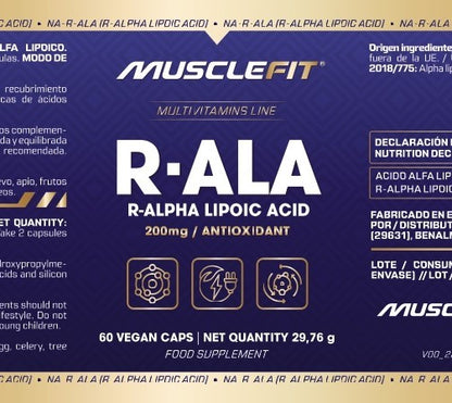 R-ALA Acido Alfa Lipoico MuscleFit 60 capsulas | Antioxidante potente