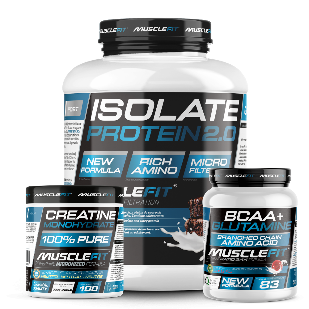 Pack Proteína ISO, Glutamina+BCAA y Creatina - MuscleFit