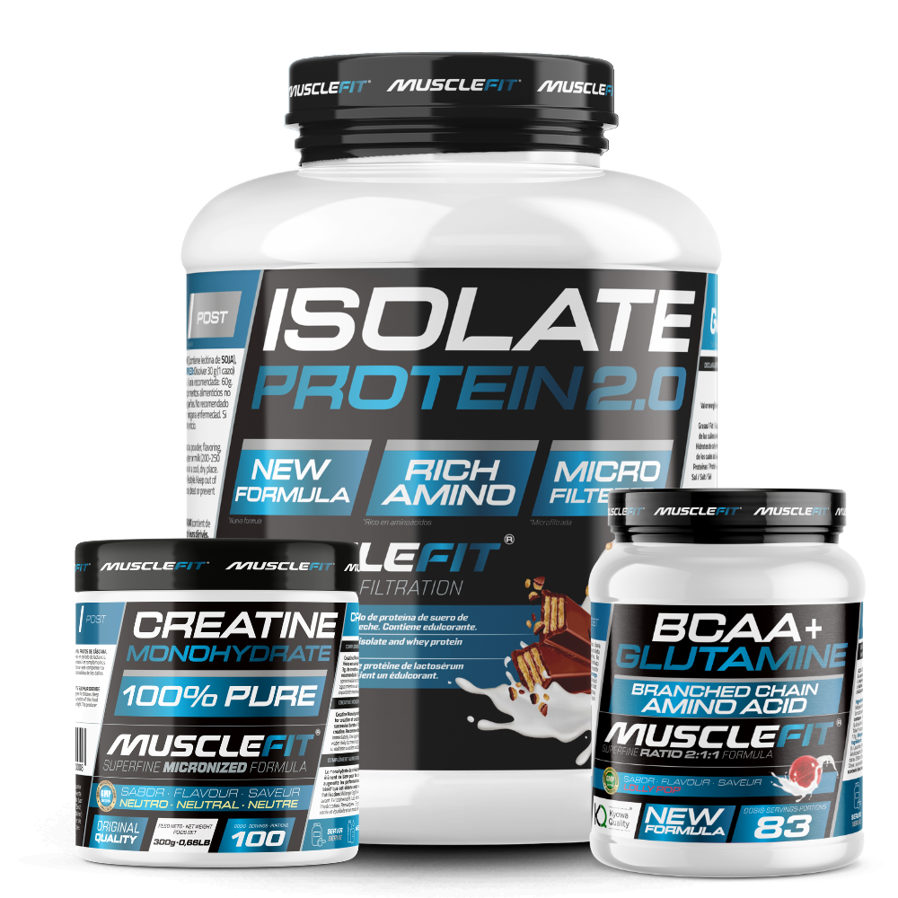 Pack Proteína ISO, Glutamina+BCAA y Creatina - MuscleFit