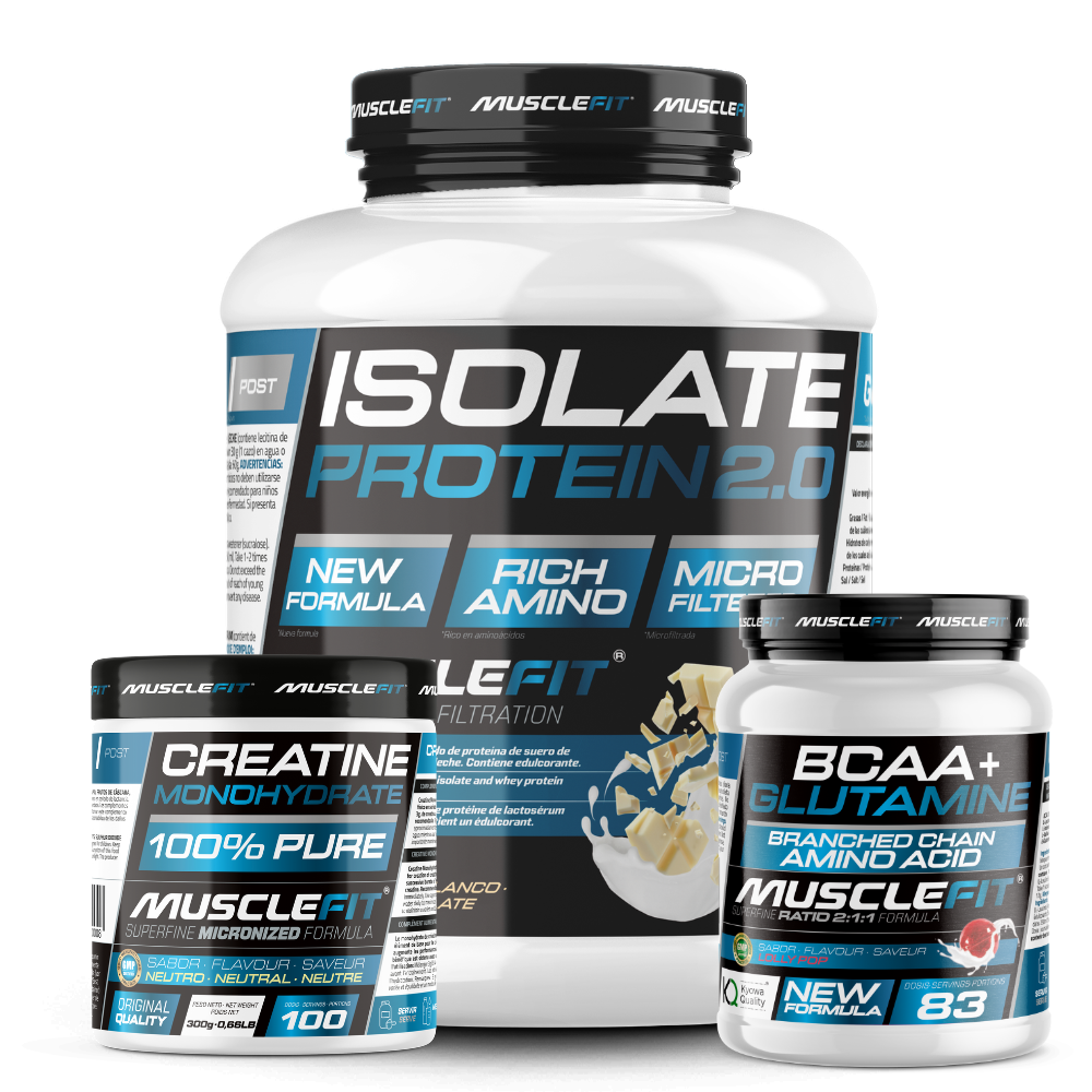 Pack Proteína ISO, Glutamina+BCAA y Creatina - MuscleFit
