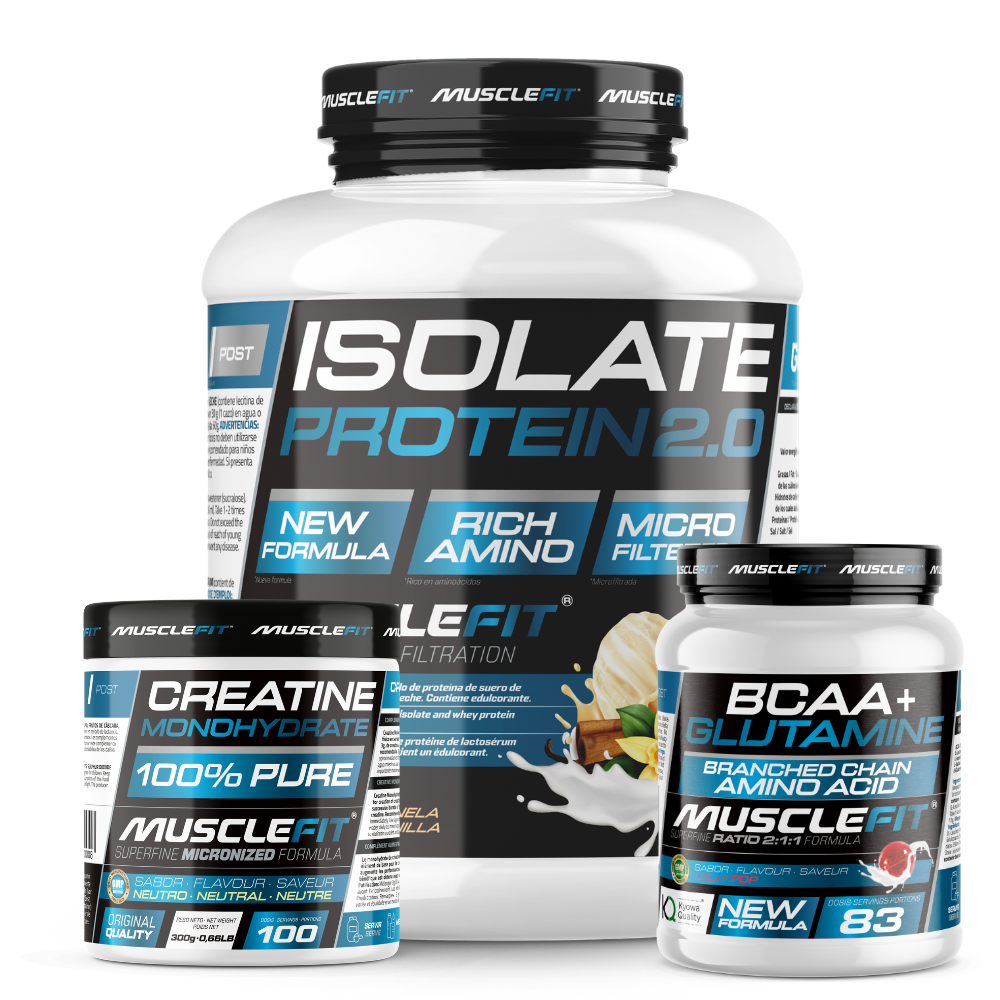 Pack Proteína ISO, Glutamina+BCAA y Creatina - MuscleFit