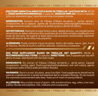 Tribulus Terrestris 90% Saponinas 750 mg | Alta concentración MUSCLEFIT