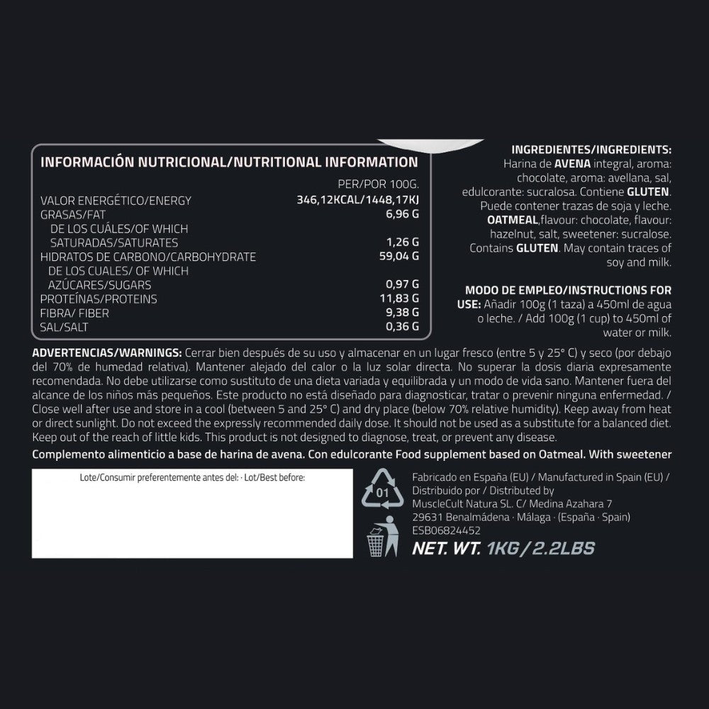 Harina de Avena 1kg MuscleFit | Oatmeal saludable y nutritiva