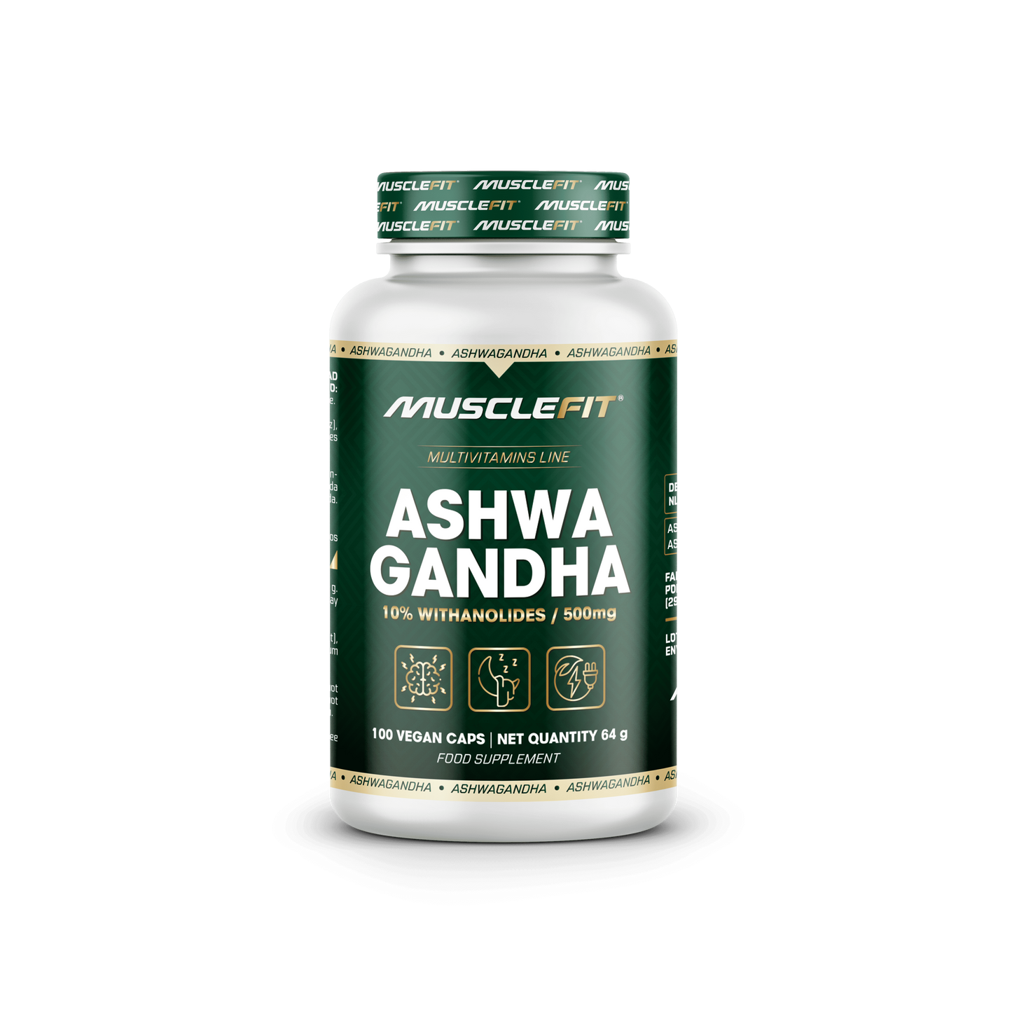 Ashwagandha 500 mg - 100 Vege-Cápsulas - MUSCLEFIT