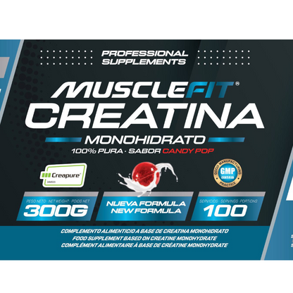 CREAPURE Creatina Monohidrato - 300g - sabor Piruleta - Musclefit