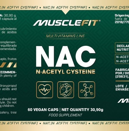 NAC N-Acetil L-Cisteina 60 capsulas MuscleFit | Antioxidante potente