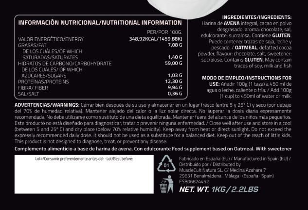 Harina de Avena 1kg MuscleFit | Oatmeal saludable y nutritiva