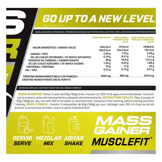 Ganador de Peso 3kg MuscleFit | Mass Gainer para ganar masa