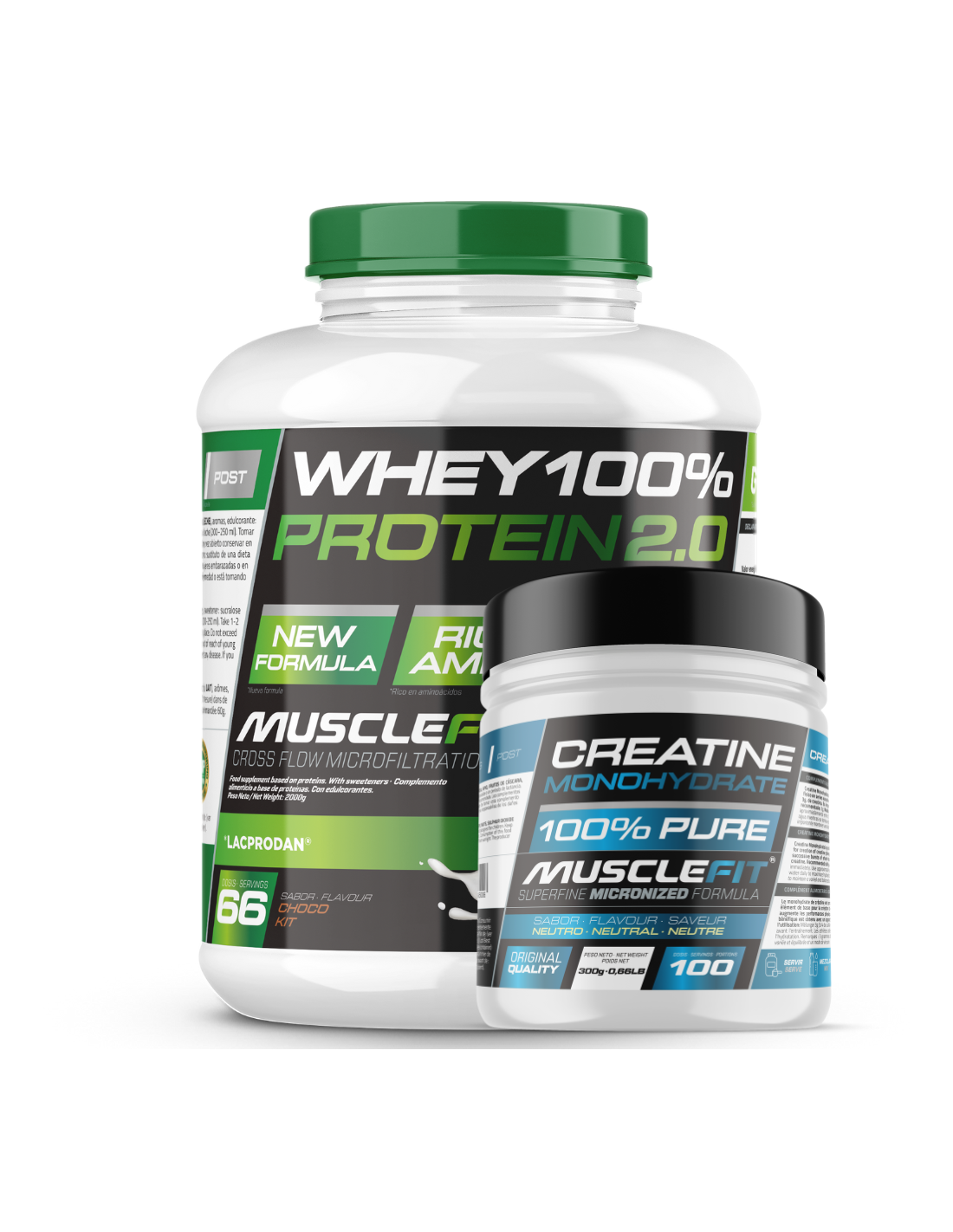 Pack Whey 100% Protein + Creatina MuscleFit MuscleCult - Aumenta fuerza y masa